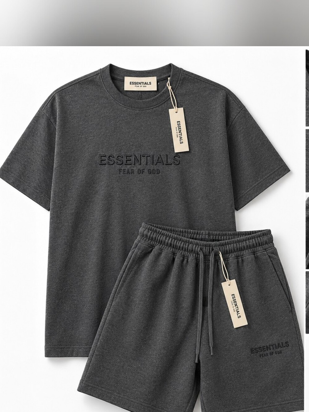 Fear of God Essentials Men's Gray Embroidered Logo TeeSold